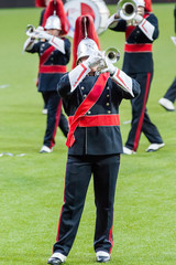 Wall Mural - Show band with live music playing wind instruments in uniform