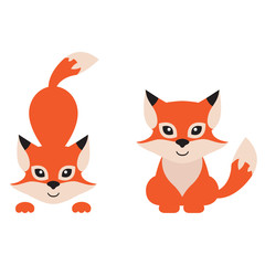 Wall Mural - cartoon fox set