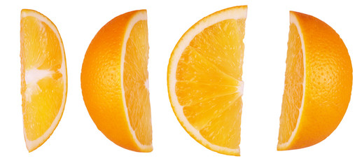 Wall Mural - Collection perfect orange slices isolated on white background