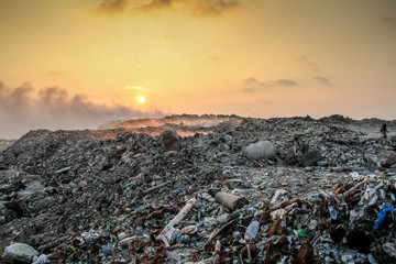 Trash or residue of  waste open burning site