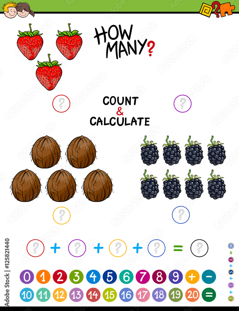 Educational Mathematical Worksheet Stock Vector Adobe Stock