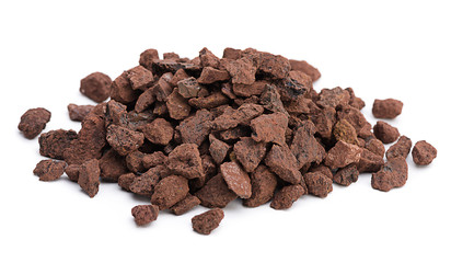 Wall Mural - Heap of natural iron ore isolated on white background.