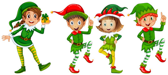 Wall Mural - Christmas elf in green costume