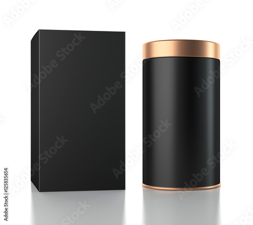 Download Black aluminum Can with cardboard Box mockup. Canned ...