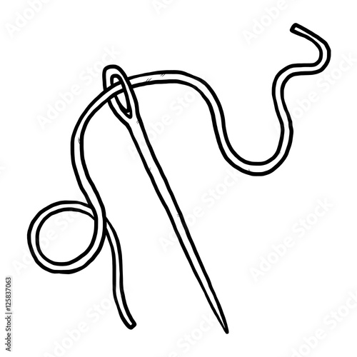 needle and thread / cartoon vector and illustration, black and white ...