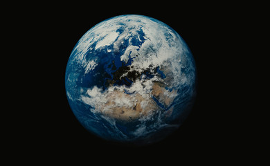 earth, planet on black background showing britain and african continent. elements of this image furn