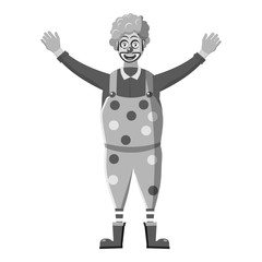 Sticker - Clown icon. Gray monochrome illustration of clown vector icon for web