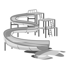 Sticker - Waterslide in pool icon. Gray monochrome illustration of waterslide in pool vector icon for web