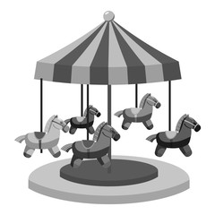 Wall Mural - Carousel with horses icon. Gray monochrome illustration of carousel with horses vector icon for web