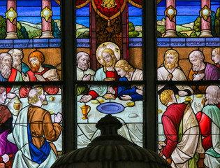 Papier Peint - Jesus at Last Supper on Maundy Thursday - Stained Glass in Meche