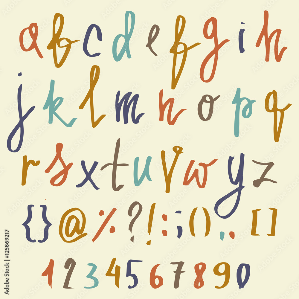 Vector alphabet. Hand drawn letters. Letters of the alphabet written ...