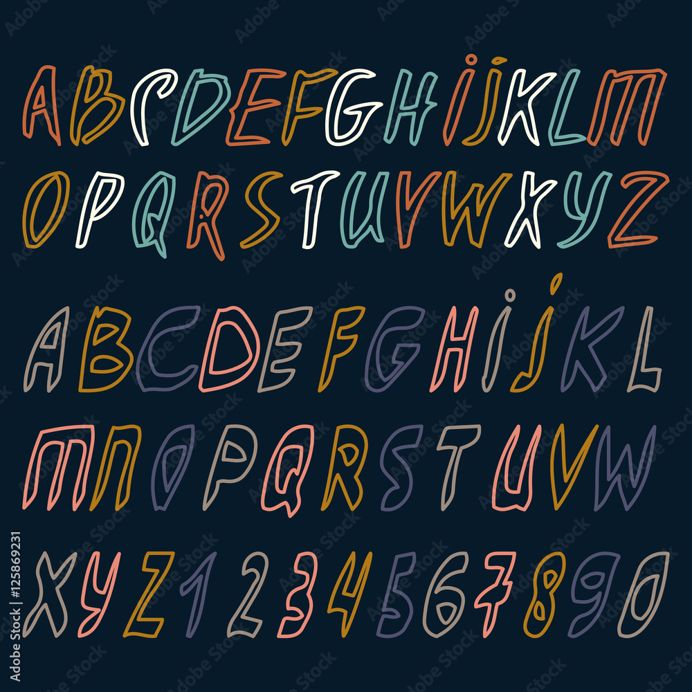 Vector alphabet. Hand drawn letters. Letters of the alphabet written ...