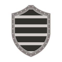 Wall Mural - gray and black striped security shield icon over white background. vector illustration