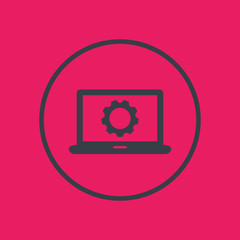 Canvas Print - laptop and gear icon in circle, vector illustration