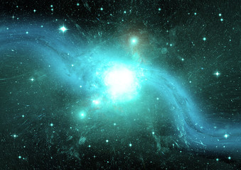  Stars, dust and gas nebula in a far galaxy