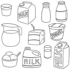 Sticker - vector set of milk product