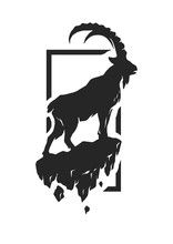 Silhouette Of A Mountain Goat.