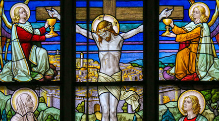 Poster - Jesus on the Cross - Stained Glass