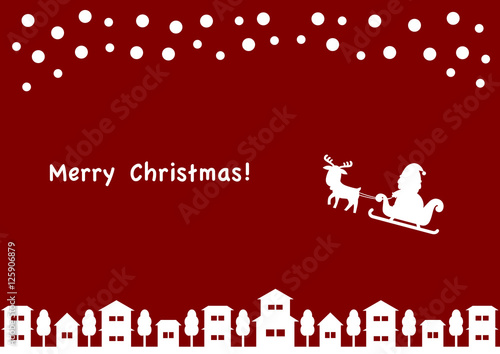 Merry Christmas サンタクロース トナカイ 街並 イラスト シルエット Stock Vector Adobe Stock