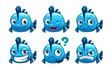 Funny Cartoon Blue Fish