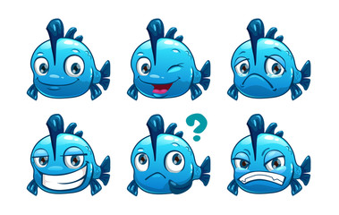 Wall Mural - Funny cartoon blue fish