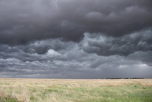 The Sky Turns Dark And Turbulent As A Storm Approaches In The High Plains Of Eastern Colorado.