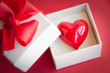 Red heatr in a gift box