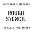 Rough stencil alphabet font. Scratched type letters and numbers. Retro stock vector typography for your design.