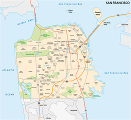 Canvas Print - San Francisco road and neighborhood vector map