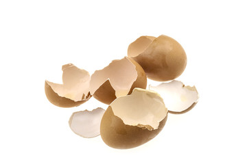 Beaten egg shell isolated over white background, concept for no zero score