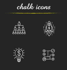 Sticker - Business concepts chalk icons set