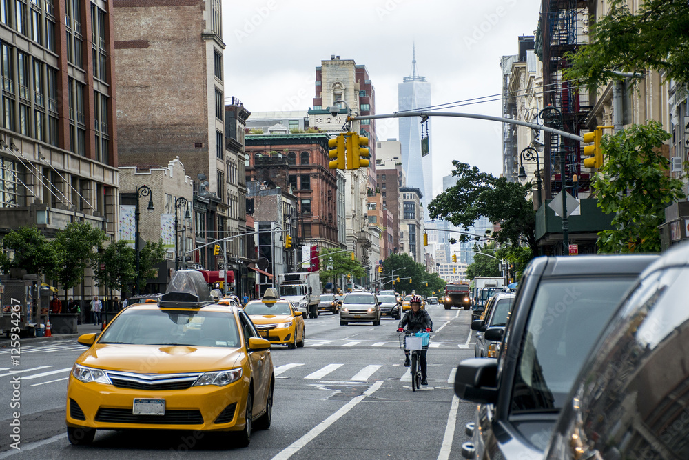 New York City Taxi Streets USA Big Apple Skyline - obrazy, fototapety, plakaty 