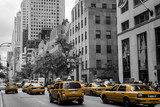 Fototapeta Koty - New York City Taxi Street USA Black white yellow 2