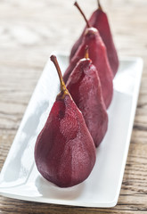 Wall Mural - Merlot-poached pears on the plate