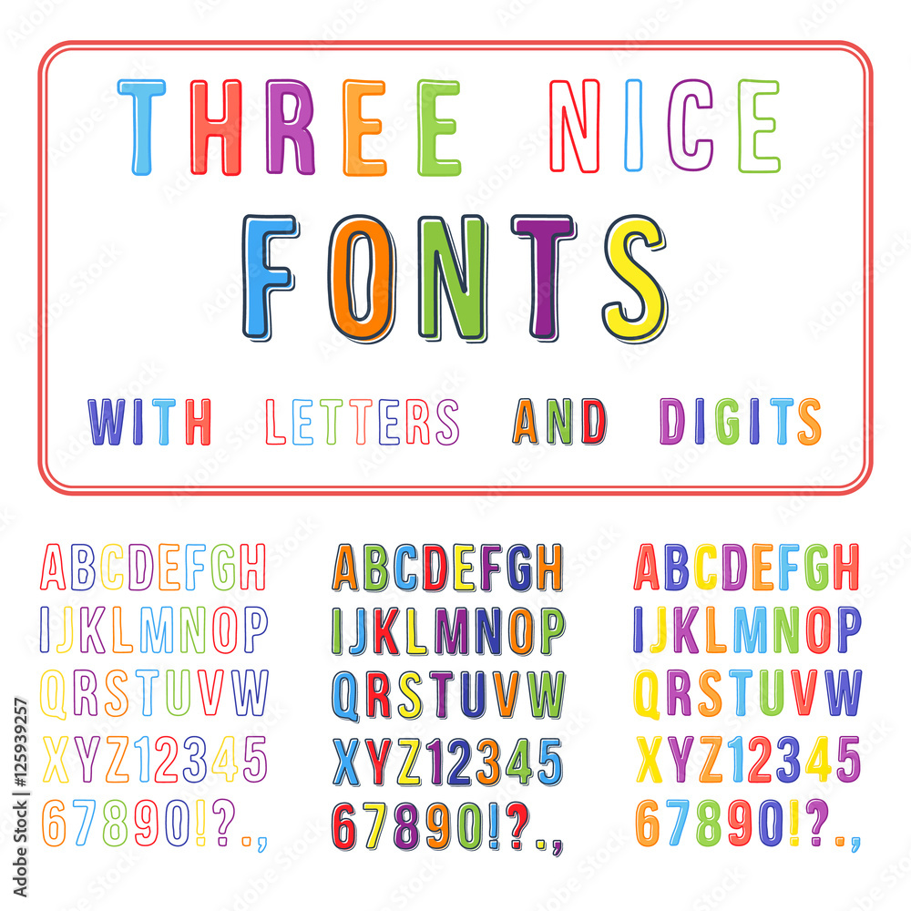 Hand Drawn Font Set. Handwriting Alphabet. ABC with Digits. Vect Stock ...