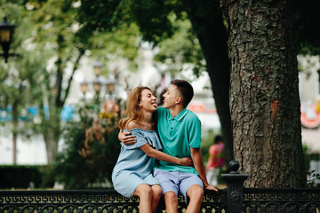 Wall Mural - guy and girl in the park