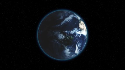 Wall Mural - Realistic Earth Rotating on Black (Loop). Globe is centered in frame, with correct rotation in seamless loop. Texture map courtesy of NASA.