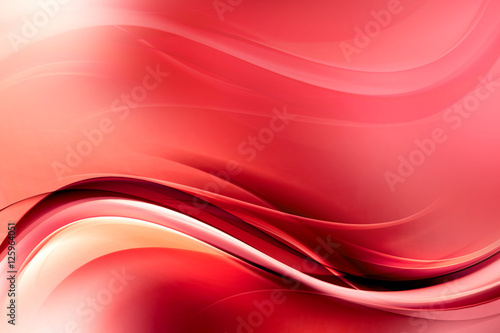 Obraz w ramie Red bright waves art. Blurred effect background. Abstract creative graphic design. Decorative fractal style.