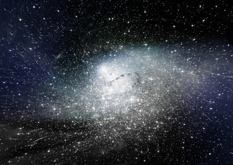 stars, dust and gas nebula in a far galaxy
