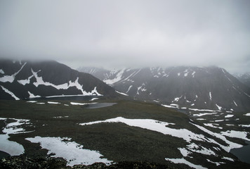 Kar-kar pass, Ural mountains and  frozen lake