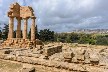 Wall Mural - Temple of Dioscuri (Castor and Pollux). UNESCO World Heritage Site. Valley of the Temples. Agrigento, Sicily, Italy