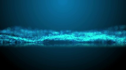 Wall Mural - animated rippling water with reflection and blurred background. looped blue waving particles in slow
