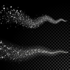 Wall Mural - magic snowflakes snow trail. light glow effect