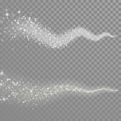 Wall Mural - magic snowflakes snow trail. light glow effect