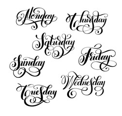 Wall Mural - day of the week handwritten black ink calligraphy