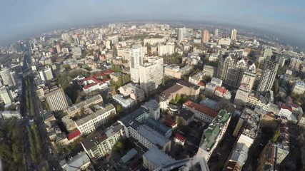 Sticker - flight over the Boulevard of  Shevchenko and Hilton hotel, Kiev, Ukraine, November 2016, raw