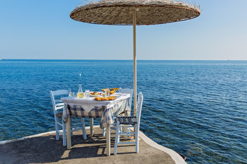 Wall Mural - Table for lunch on Santorini