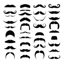 Big set of vector hipster mustache.