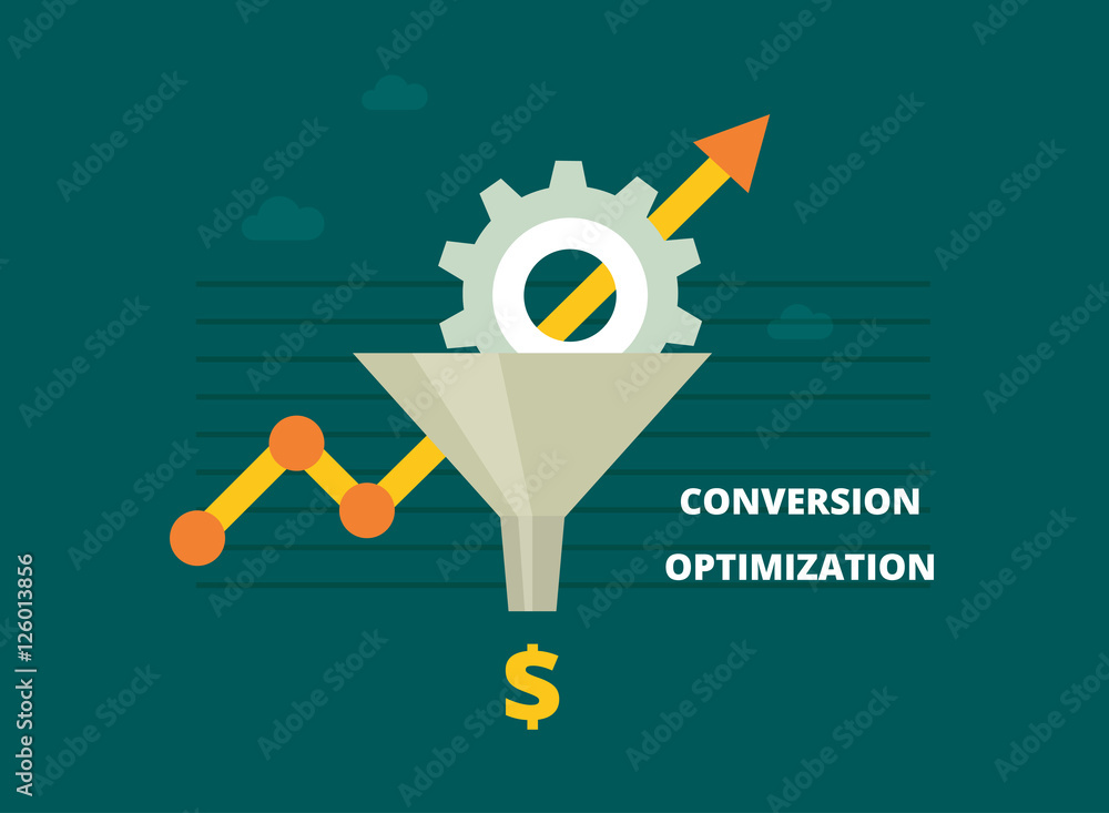 Conversion Optimization Graph Conversion optimization banner in flat style - vector illustration ...
