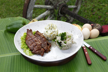 picanha potato with rice and beans drover